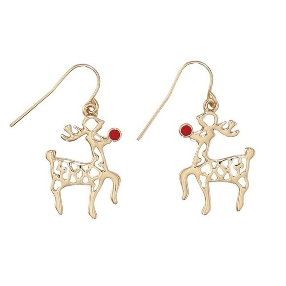 Bright Gold Rudolph Earrings Periwinkle